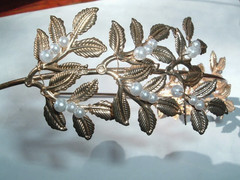 GOLD LEAF WHITE PEARL HEADBAND NWT