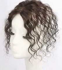 2.3″x3.15″ Mono Base Wavy 100% Human Hair Topper Clip in 25cm, Black/Brown