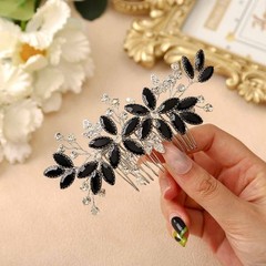 Crystal Bride Wedding Hair Comb Silver Leaf Bridal Hair Accessories Rhineston…