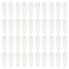 40 Counts White Color Metal Snap Hair Clips 2 Inch Barrettes for Women Accessori