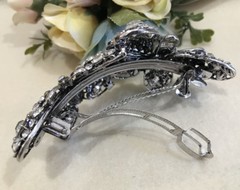 Antique gold Tone Rhinestone blue color metal Hair Clip Barrette ha14