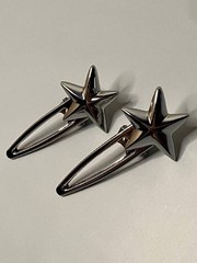 Rare Yves Saint Laurent Silver Star Hair Clips 3cm