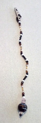 NEW NOS Handmade Hanging BLACK WHITE GLASS BEADS Fashion Metal ROACH HAIR CLIP