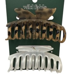 Wild Fable Claw Hair Clip Set Tortoise Brown White 2 Pack Large Clips NEW