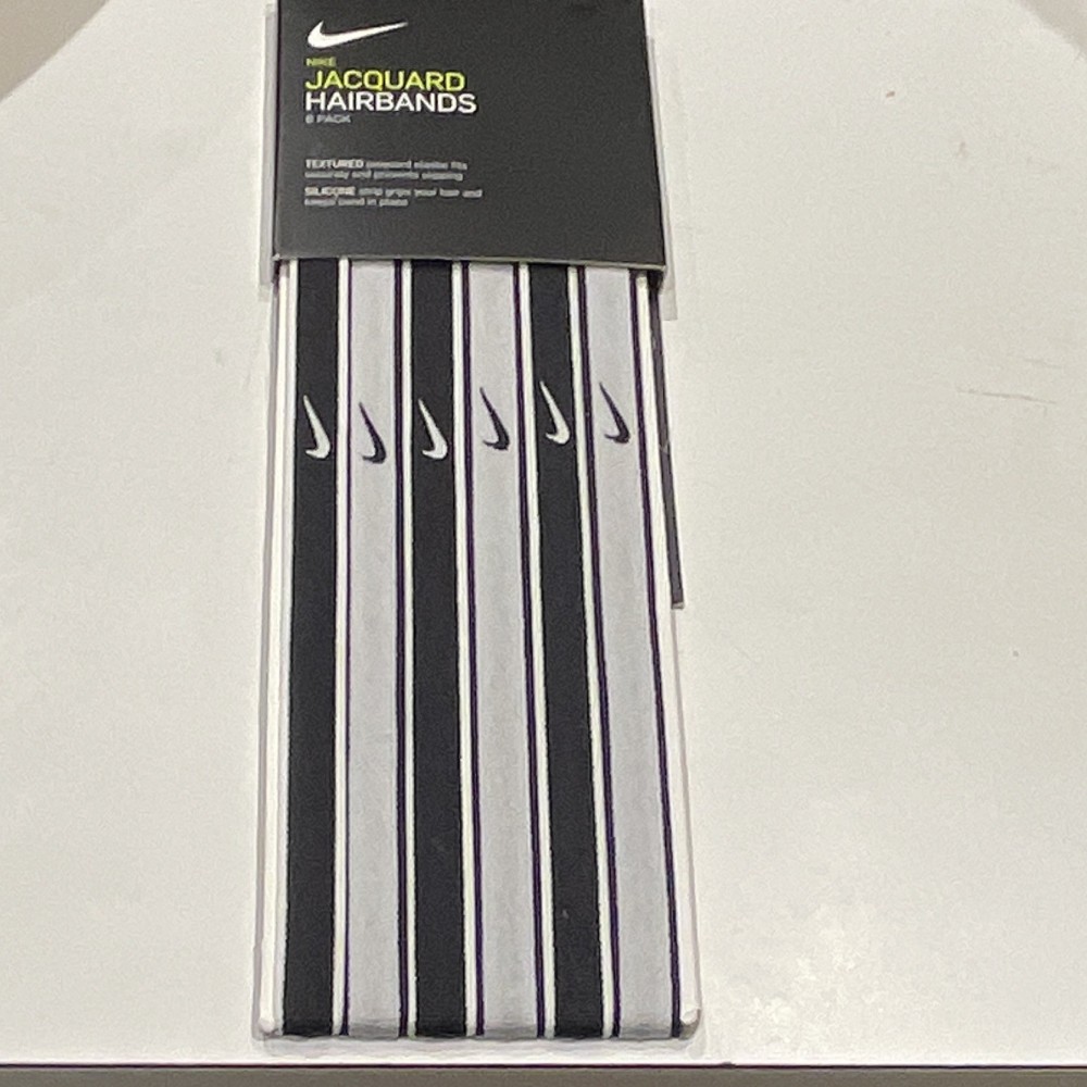 Nike 6-Pack Jacquard Stretch Headbands Black/White Striped Logo
