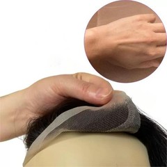 1.6″x7″ Lace Frontal Forehead PU Hairline Topper 100% Human hair, 1B color, 12in