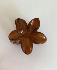 Floral jelly hair clips claw, clear brown color, 3”wide, great gift. FC-32