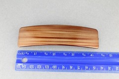 Brown Gold barrette big rectangle hair clip 4.25″ long plastic wood grain