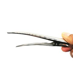 6 Pack Duckbill Hair Clips with Teeth, Metal Silvery Alligator Curl Clips Cro.