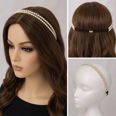 Double Strand Faux Pearl Stretch Headband Elastic Beaded Hair Accessory
