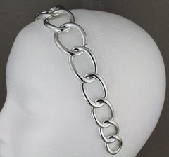 shiny Silver headband chain link plastic 1 1/8″ wide headband hair band