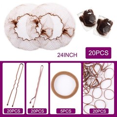 85 Pcs 24 Inch Hair Net Kit for Women, Invisible Elastic Hair Nets w/ Hair Pins
