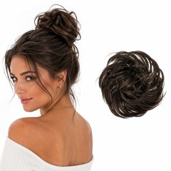 CAISHA Scrunchie Scrunchy Updo Slightly Wavy Brown G6B