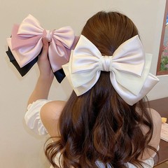 Sweet Pink Bow Hairpins Solid Color Big Bowknot Hair Clips Women Girls Soft