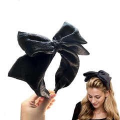 ‘s Simple Double Layers Big Bow Hair Bands Pure Color Versatile Non-slip High…