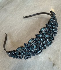 BCBG Max Azria Jeweled Headband Aqua Blue & Black
