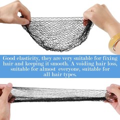 Qulkws 12 Piece Thicker Hair Net for Women 20” Reusable 20 inches, Black