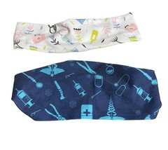 Set Of 5 Womens Elastic Headbands With Floral & Medical Prints Nurse
