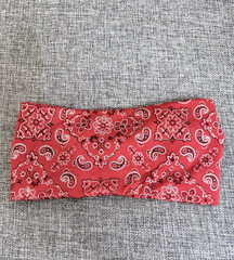 TawGear Stretchy Headband Moto Riding Red Paisley Metallic Outline Made in USA