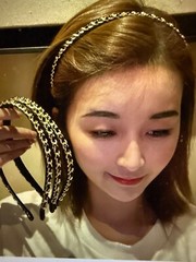 CHANEL 22S Classic Black Leather Gold Chain headband CC logo