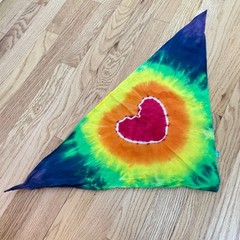 Handmade bandana tie dye triangle rainbow heart
