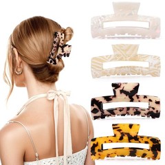 French Tortoise Acrylic Hair Claw Clips 4Pcs Strong Hold Jaw Hair Barrettes