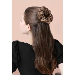 5pcs Women Elegant Solid Color Large Scrunchie Hair Ties Ponytail Holder