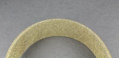 Gold sparkly scrunched fabric covered headband hair band accessory 1 5/8″ wide