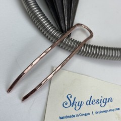 Small Curved Solid Metal, Copper Hair Stick, Shawl Pin
