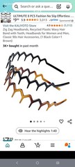 Qty 4 No-Slip Zig Zag Teeth Plastic Headbands Black & Brown 90s