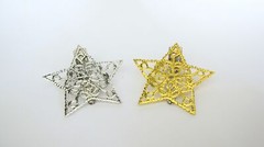 Small silver or gold tone metal star alligator hair claw clip clamp fine hair