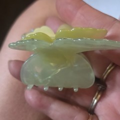 Butterfly Hair Claw Clip Iridescent Yellow Plastic Rhinestone Accents