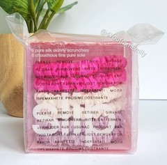 6 Slip Silk Skinny Scrunchies in bright pink/light pink & white (Pack of 1) NIB