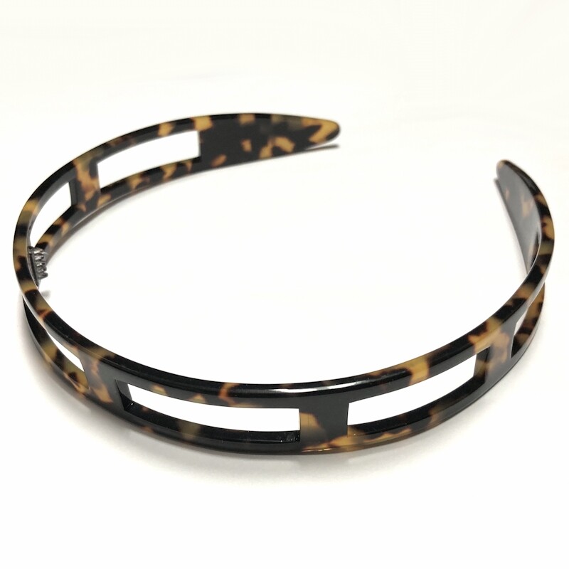 Women Flexible Headband Rectangle Cut Brown Black Marble Spot New Made in France