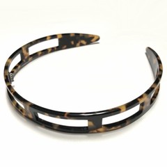 Women Flexible Headband Rectangle Cut Brown Black Marble Spot New Made in France