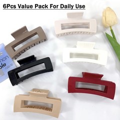 6 Pcs Extra Large Square Hair Clips Soft 1 Count (Pack of 1), Multicolor