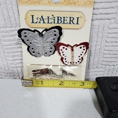 Laliberi Clip on Flower Butterflies Crafting Accessory 2 pc New