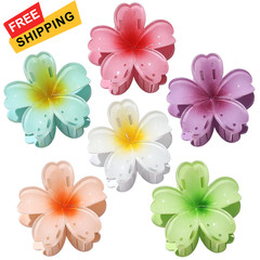 SMKSL 6 Pcs Flower Hair Claw Clips for Women 1 Count (Pack of 6), Hawaiian