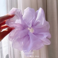 Summer Women Organza Big Scrunchies Korean Design Solid Color Elastic Hair Bands