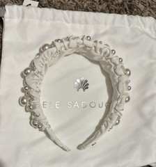 NWT $150 Lele Sadoughi Knotted Kelly Headband Crown Bridal Pearls Preppy Brunch
