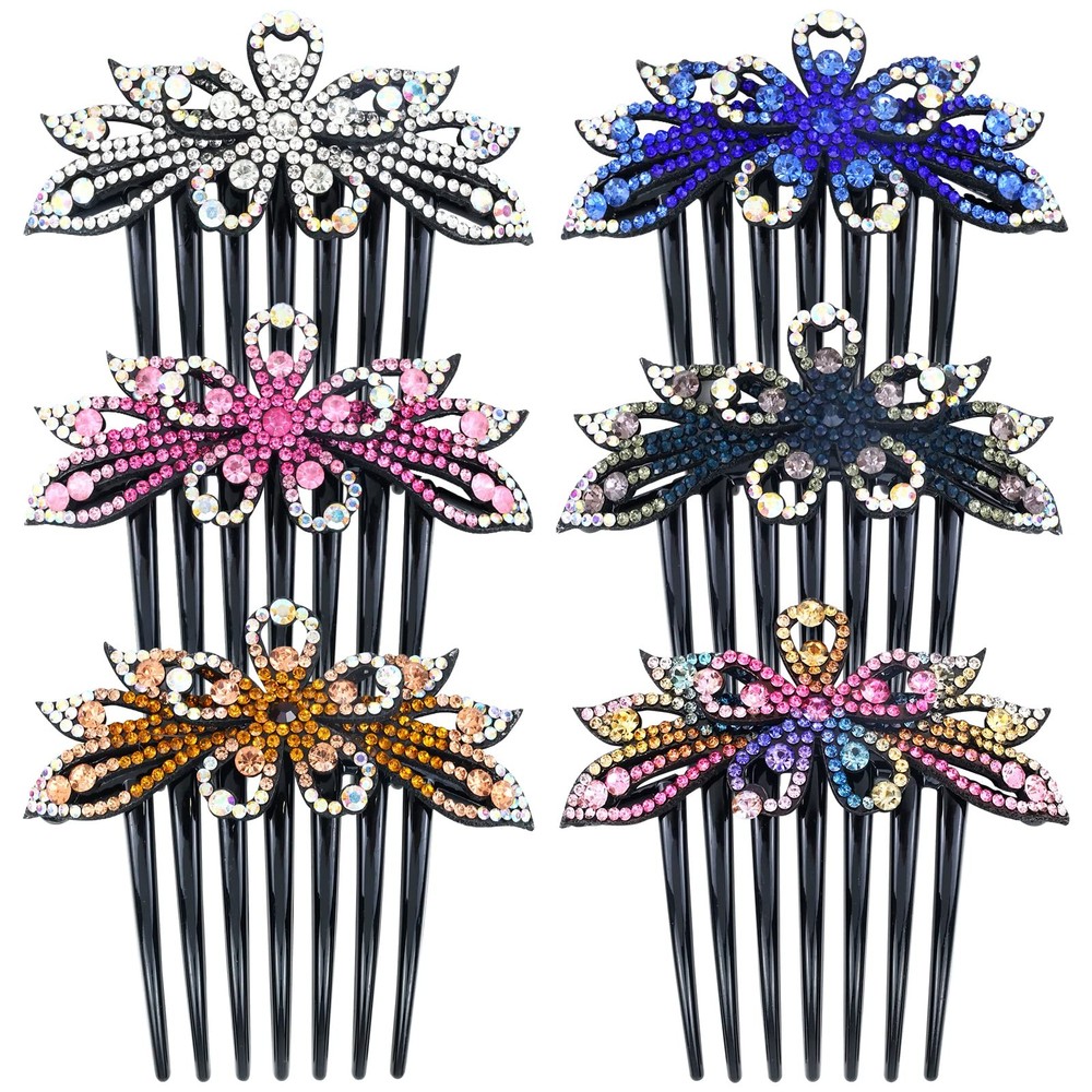 flower rhinestone hair comb is 10*11.3ccm/4*4.4″, pink, blue, white, yellow,…