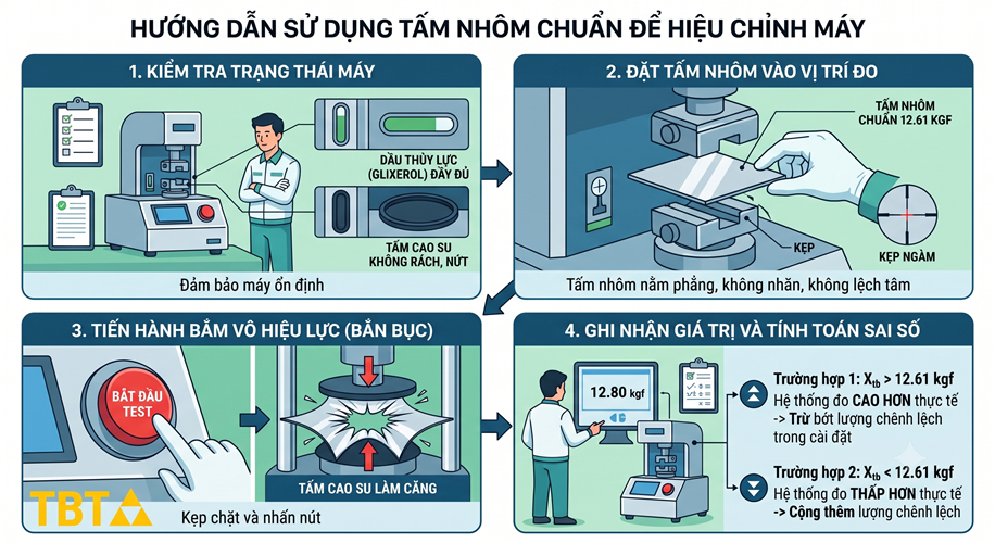 Hướng dẫn sử dụng tấm nhôm hiệu chuẩn máy bắn bục Hướng dẫn sử dụng tấm nhôm hiệu chuẩn máy bắn bục